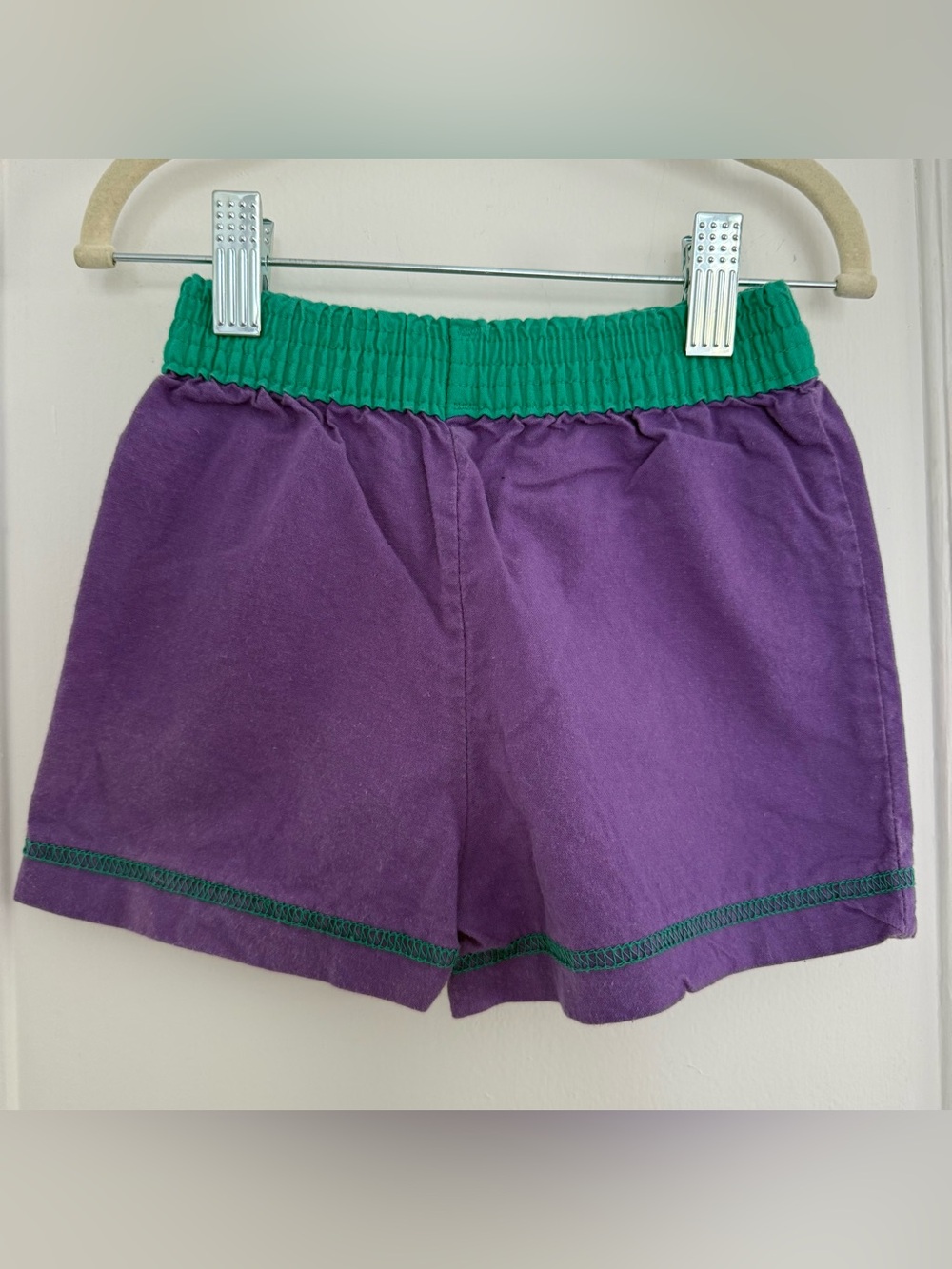 Trend Basics Vintage Sz 4 Purple/Green Colorblock Canvas Cotton Shorts